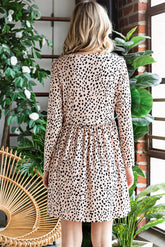 Robe imprimée à col rond et manches longues